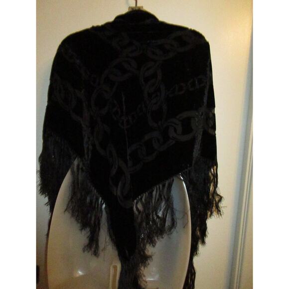 Rio Collection Scarf Shawl Wrap Square Black Velvet Sheer Chain Printed Cover Up - Picture 2 of 5